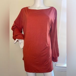 MAKARTHY Boho Long Sleeve Dress or Blouse Midi Orange XXL NWT Swoop Neckline